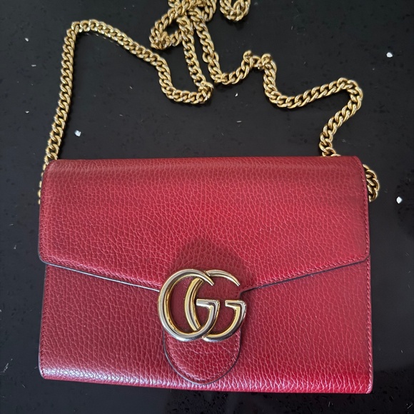 GUCCI GG marmont Leather clutch bag - Picture 1 of 3
